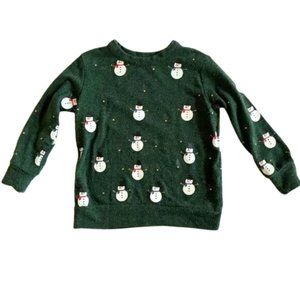 Kids Green Snowman & Christmas Tree Sweatshirt